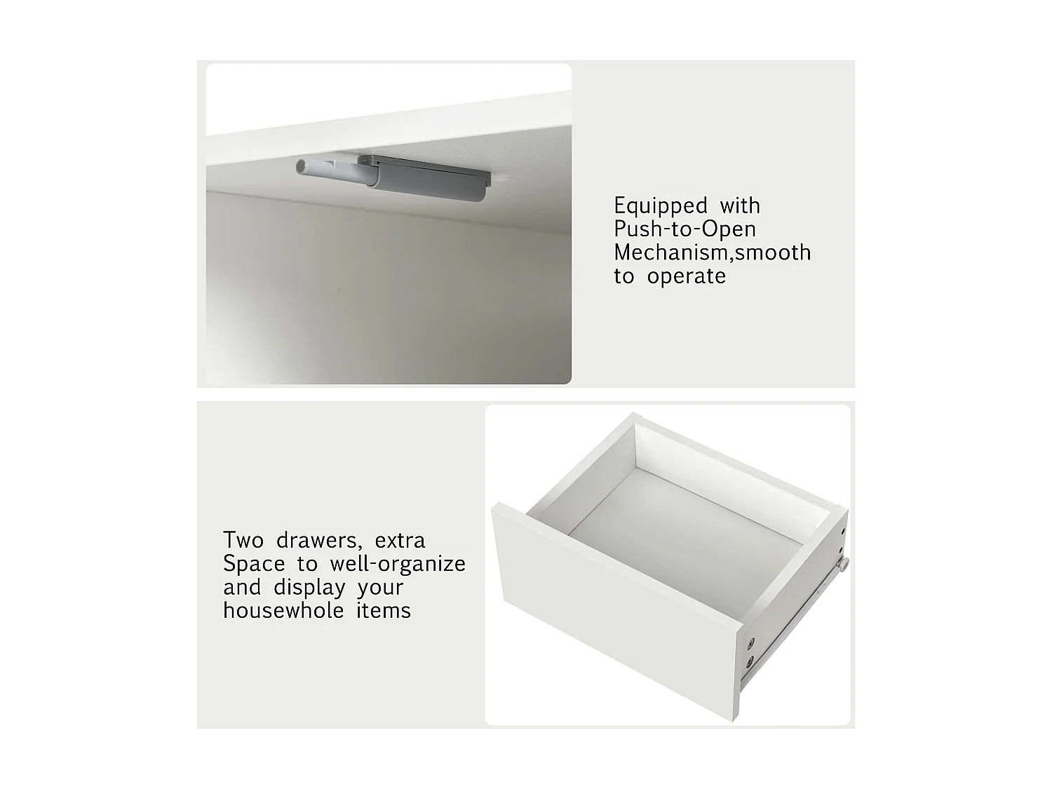 Mesa de centro blanca con luces LED, mesa de centro para salón con 2 cajones, 100×60×35,5 cm, para salón