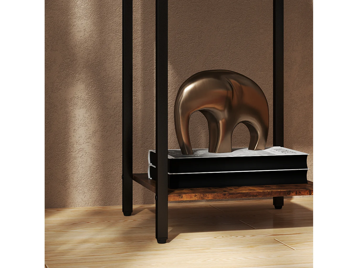 Nachtkastje, bijzettafel, salontafel met lade en plank, rustiek bruin