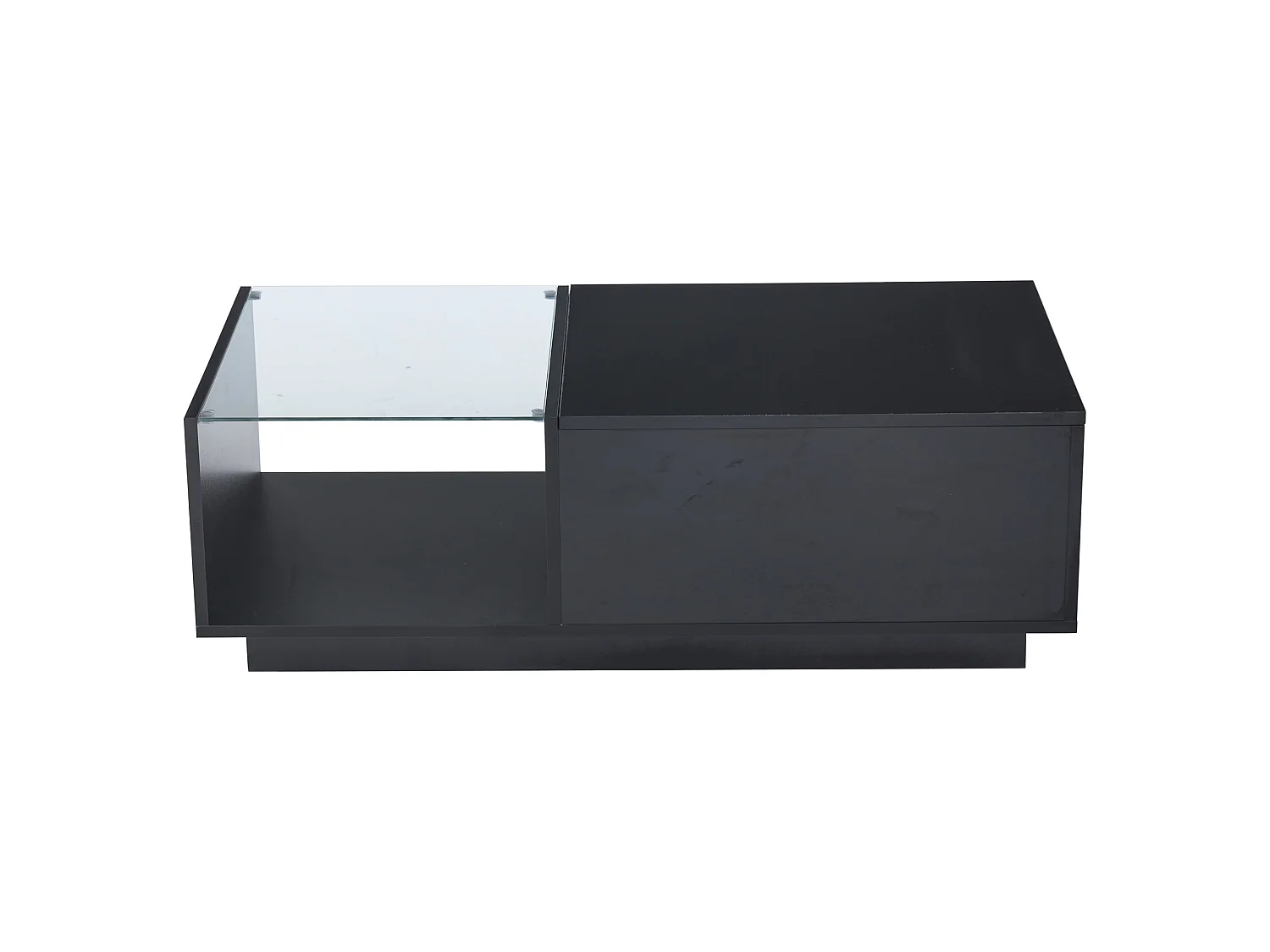 Table Basse LED, Table Basse relevable Extensible avec Espace de Rangement caché et étagère, Noir