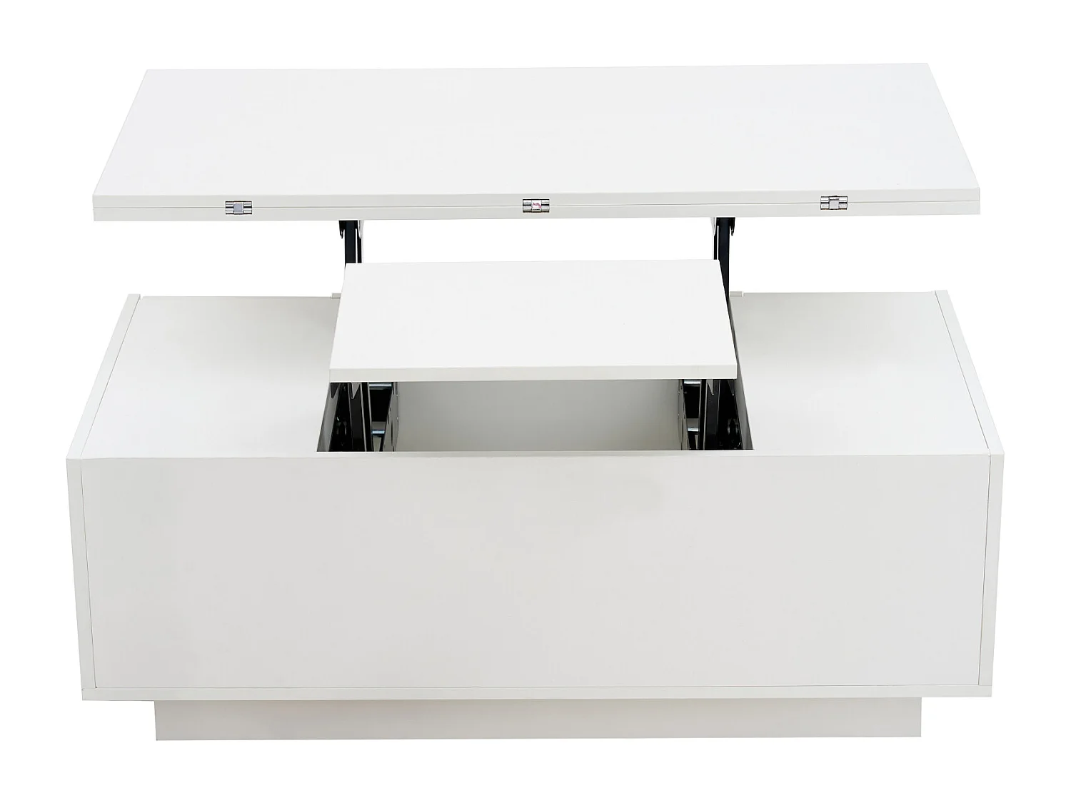 Tavolini da caffè con 2 ripiani sollevabili, tavolo 3 in 1, 2 ante, per soggiorno, bianco, 100 x 50 x 55 cm