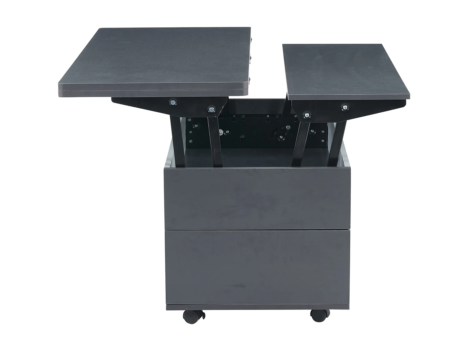 Table Basse 100 * 98 * 65cm, réglable en Hauteur avec Rangement et étagère cachés, avec roulettes