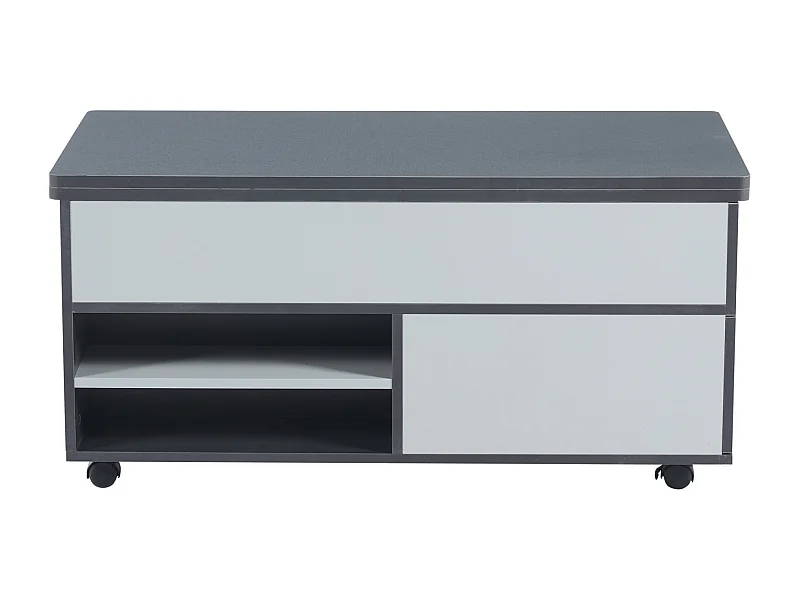 Table Basse 100 * 98 * 65cm, réglable en Hauteur avec Rangement et étagère cachés, avec roulettes