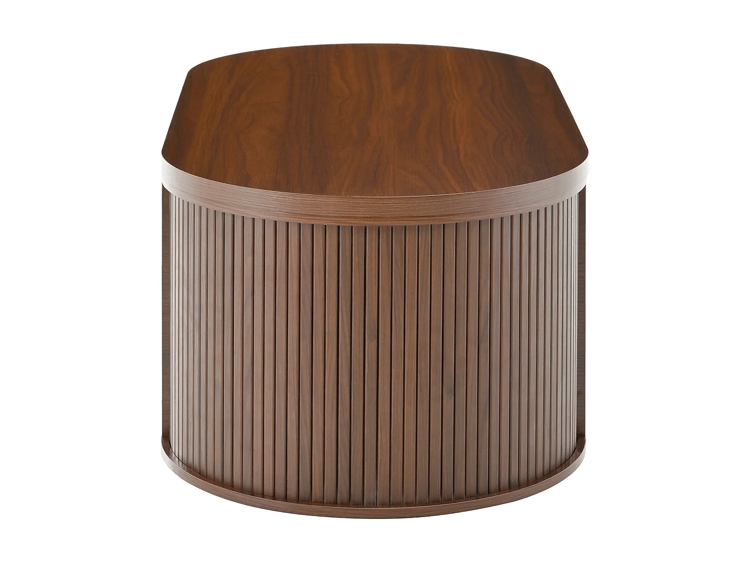 Table basse de salon avec plateau réglable en hauteur et espace de rangement caché, noyer