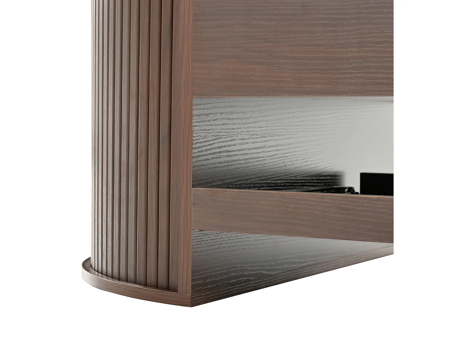 Table basse de salon avec plateau réglable en hauteur et espace de rangement caché, noyer