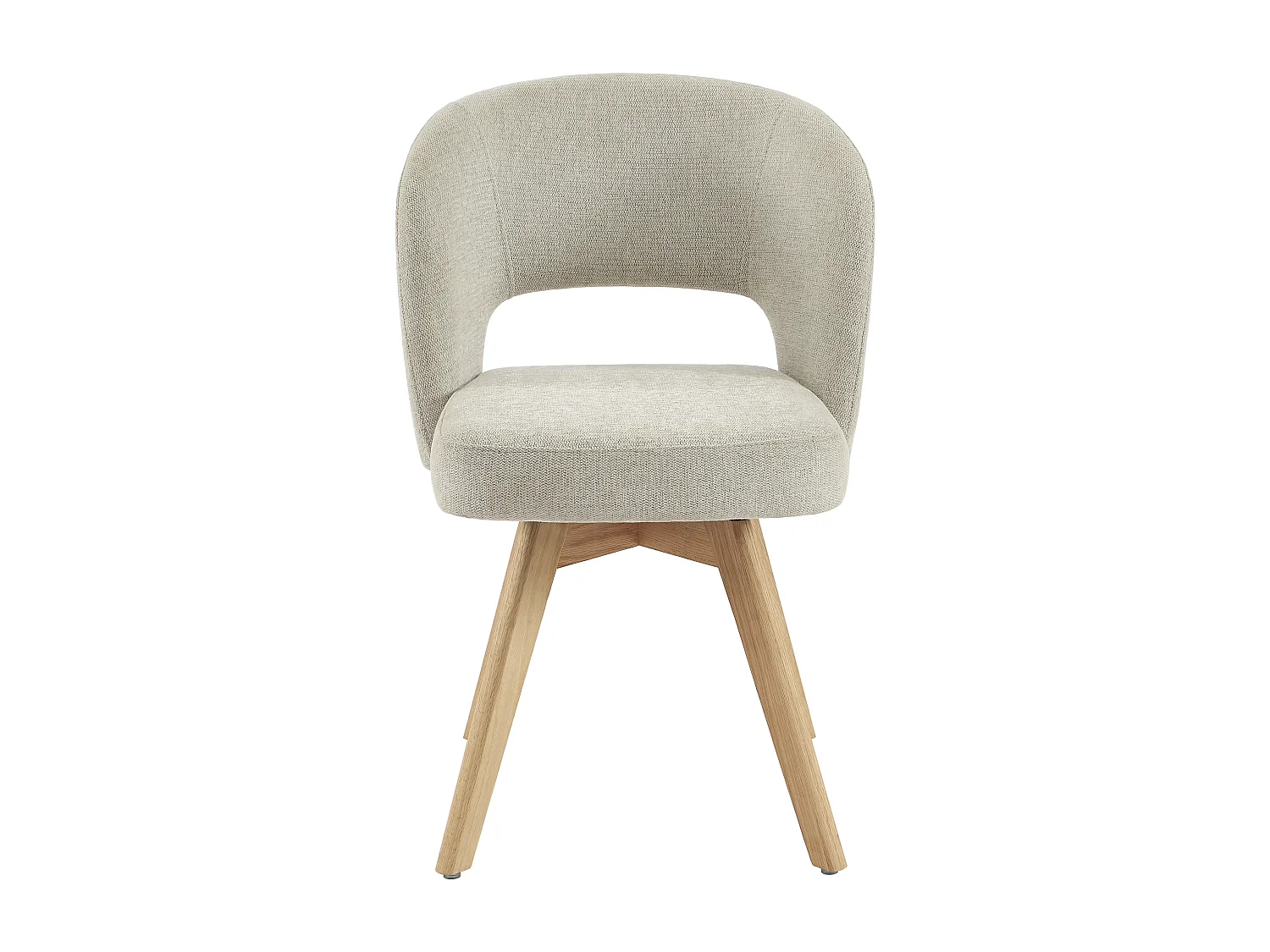 Lot de 6 chaises pivotantes en tissu et bois de chêne - Crème - GUSTAVY