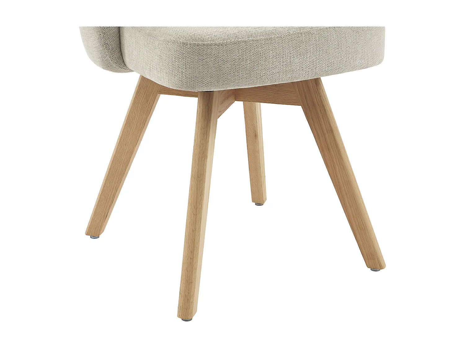 Lot de 6 chaises pivotantes en tissu et bois de chêne - Crème - GUSTAVY