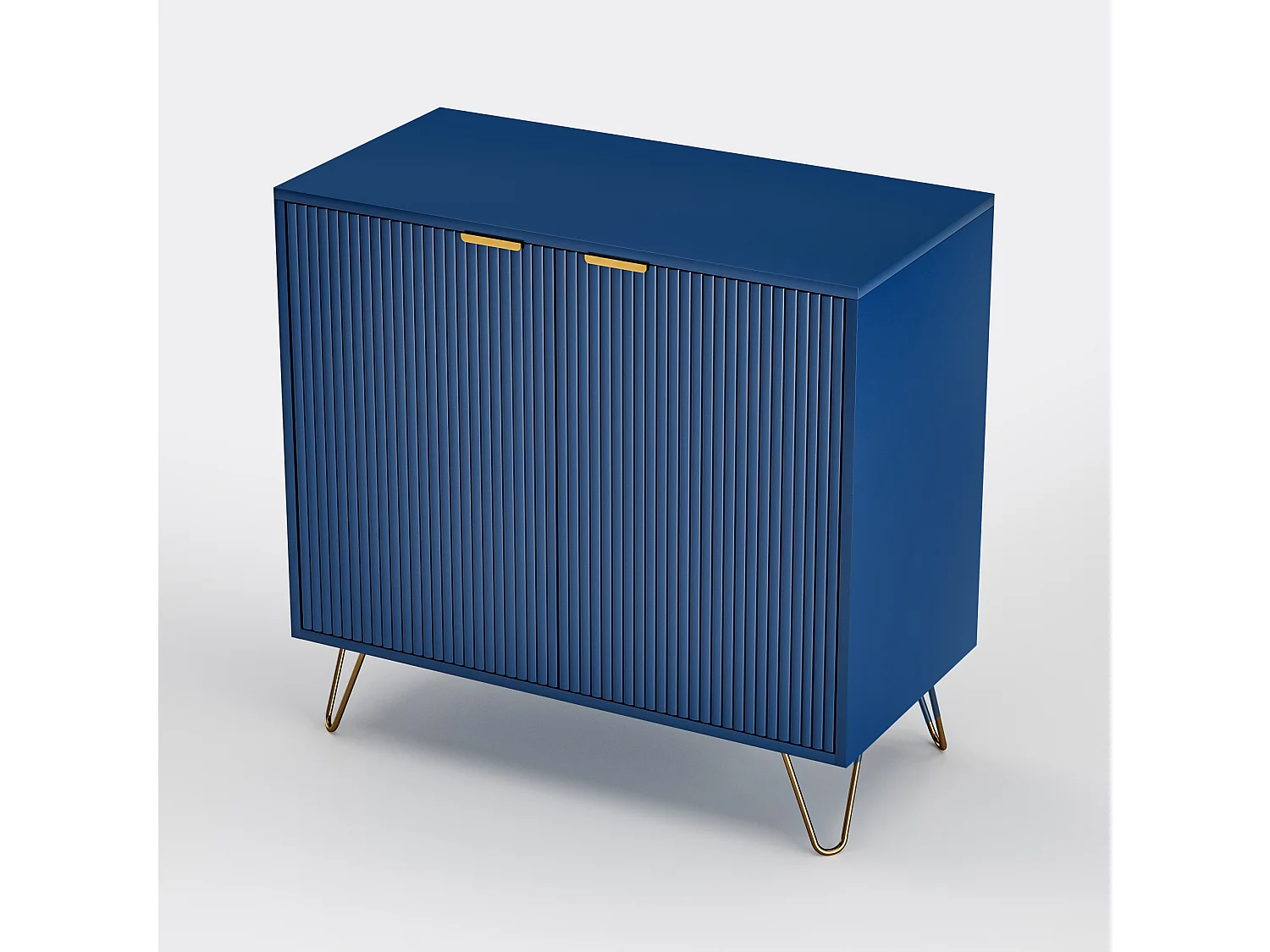 Buffet met 2 deuren, keukenbuffet met plank en metalen poten, voor woonkamer of eetkamer, blauw