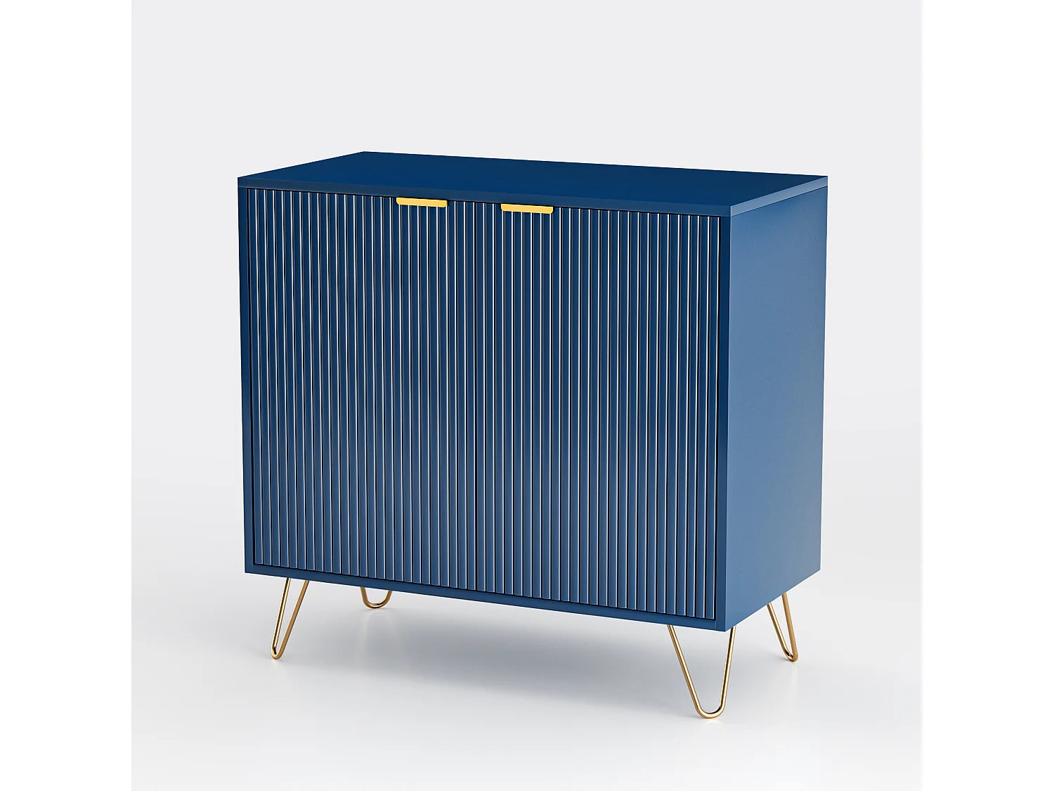 Buffet à 2 Portes, Buffet de Cuisine avec Etagère et Pieds Métal, pour Salon Salle à Manger,  Bleu