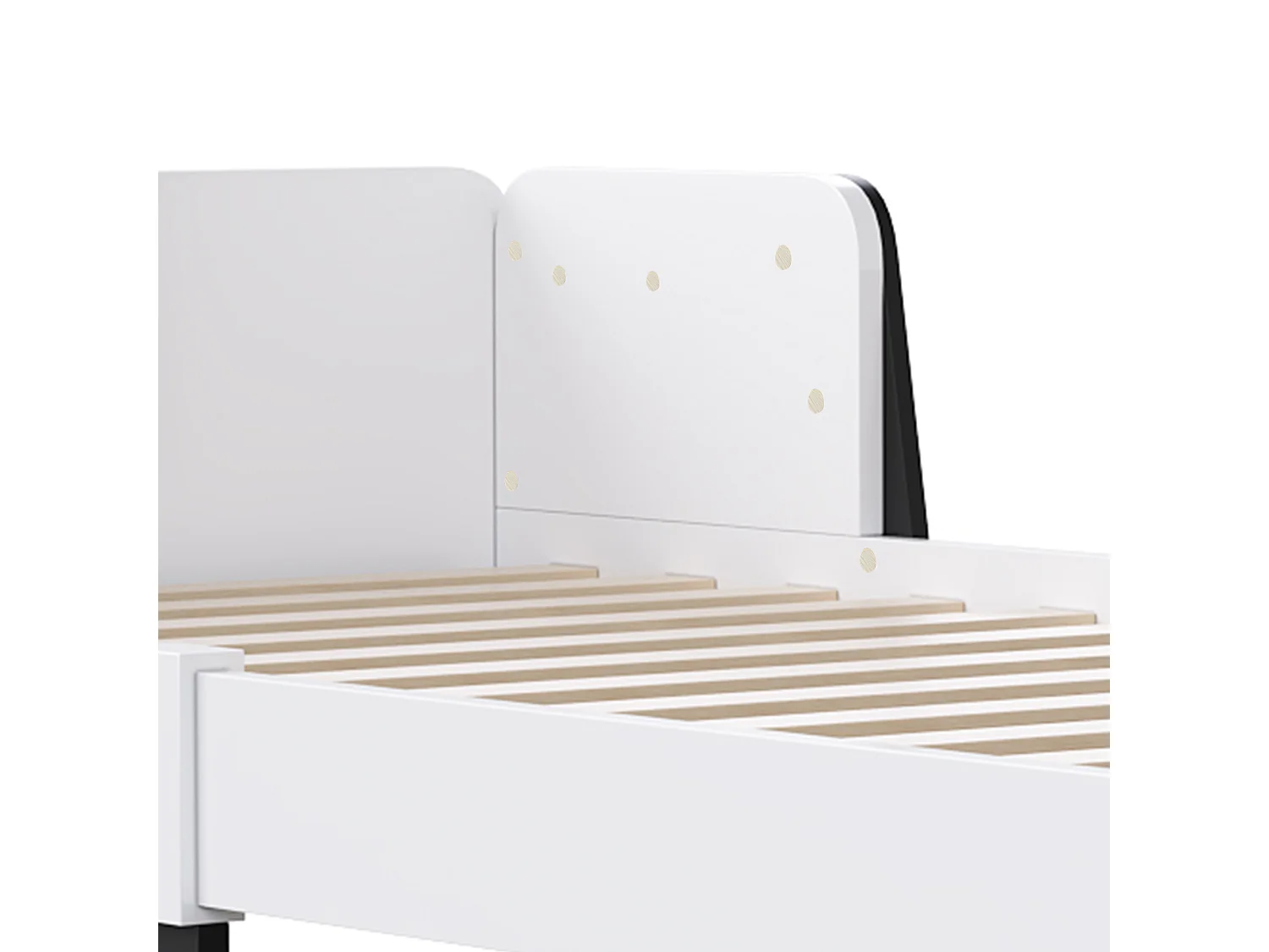 Lit simple 90 x 200 cm, en bois massif, avec sommier à lattes, style chiot, rembourré, pour chambre d'enfant, garçon et fille, sans matelas,  Blanc