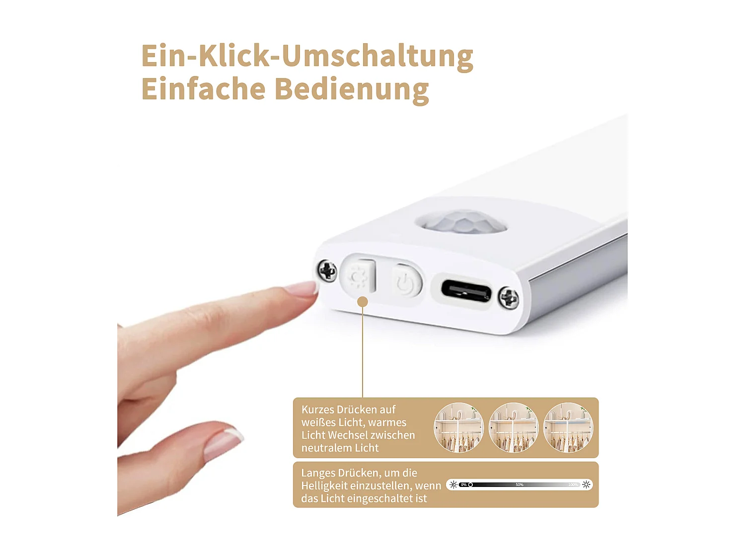 Armoire Penderie Chambre avec LED, Armoire Dressing avec Penderie Moderne 2 Portes 2 Tiroirs, Garde Robe avec Tringle à Vêtements, Blanc, 80 * 50 * 175