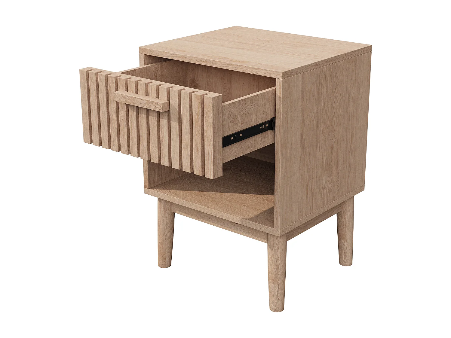 Lot de 2 Tables de Chevet, Table de Nuit en Bois avec Tiroirs et Niches, 40x35x55 cm, Couleur Bois