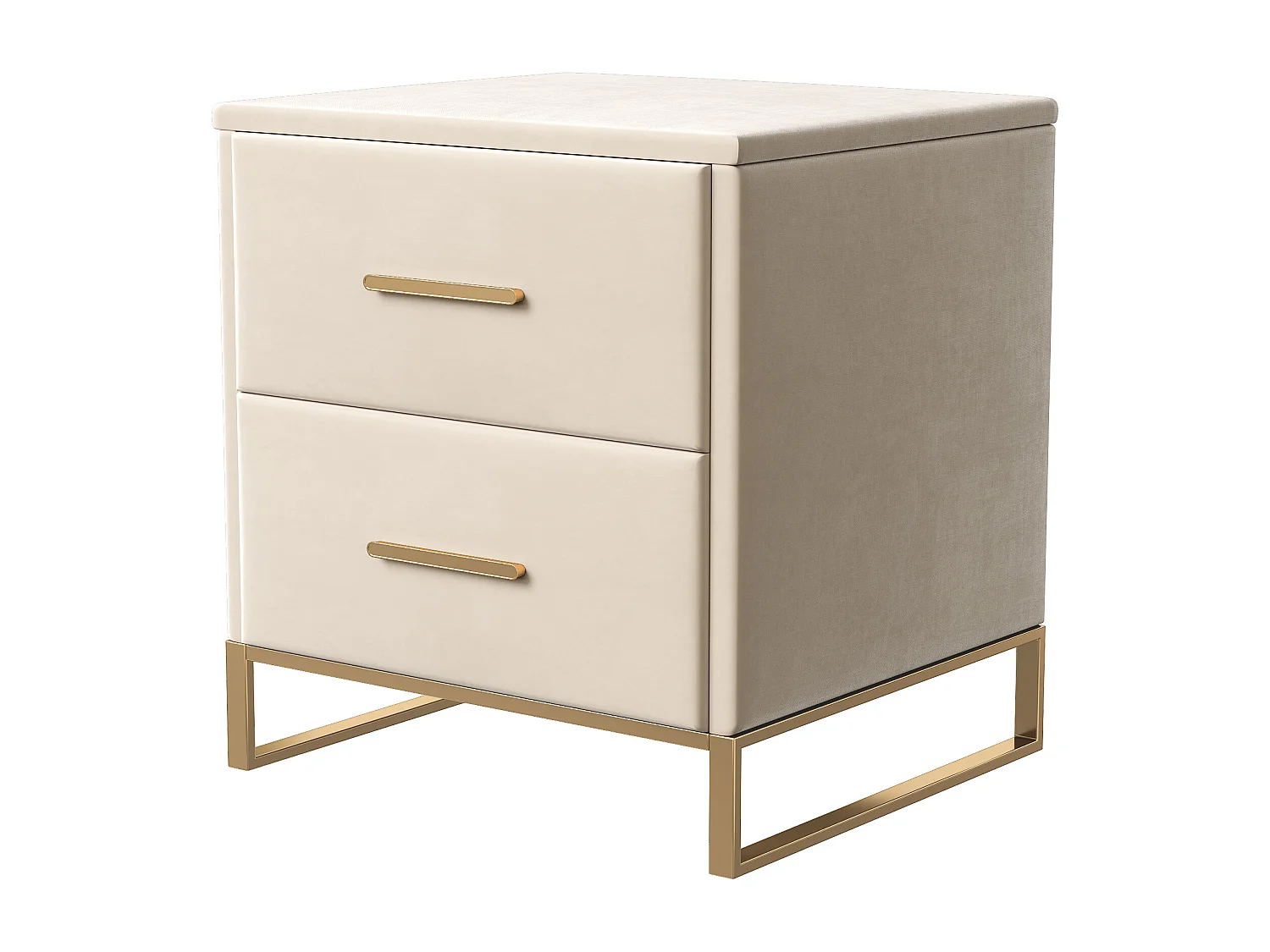 Table de Chevet avec 2 Tiroirs - Lot de 2 - pour Salon, Chambre à Coucher, Velours, Beige