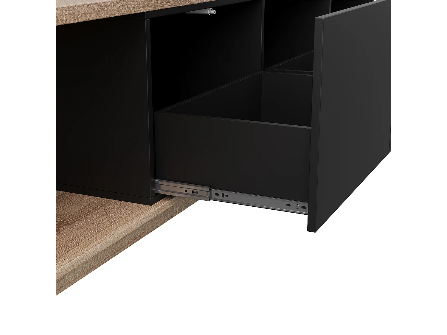 Meuble TV Noir avec LED Intégré, Armoire de Télévision, pour Salon et Chambre, 240 x 38 x 44cm, Noir