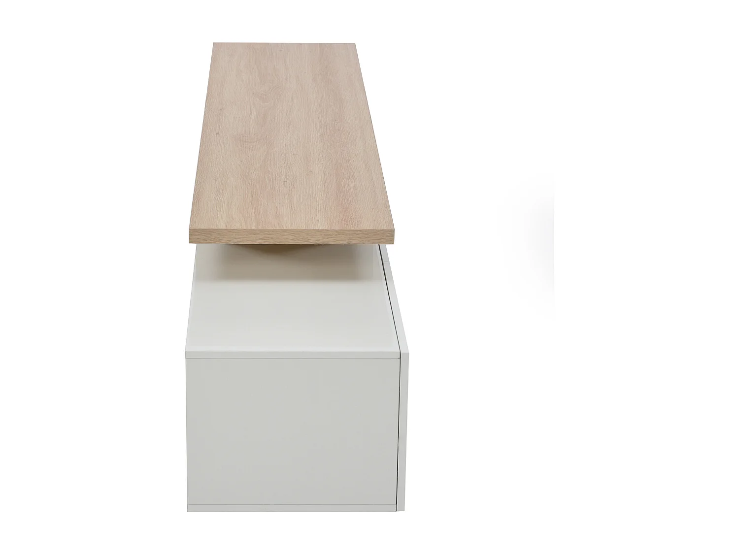 Meuble TV 200 cm avec LED, 3 Portes et Étagères en Verre, Moderne Meuble Banc Tele Bas, Bois & Blanc