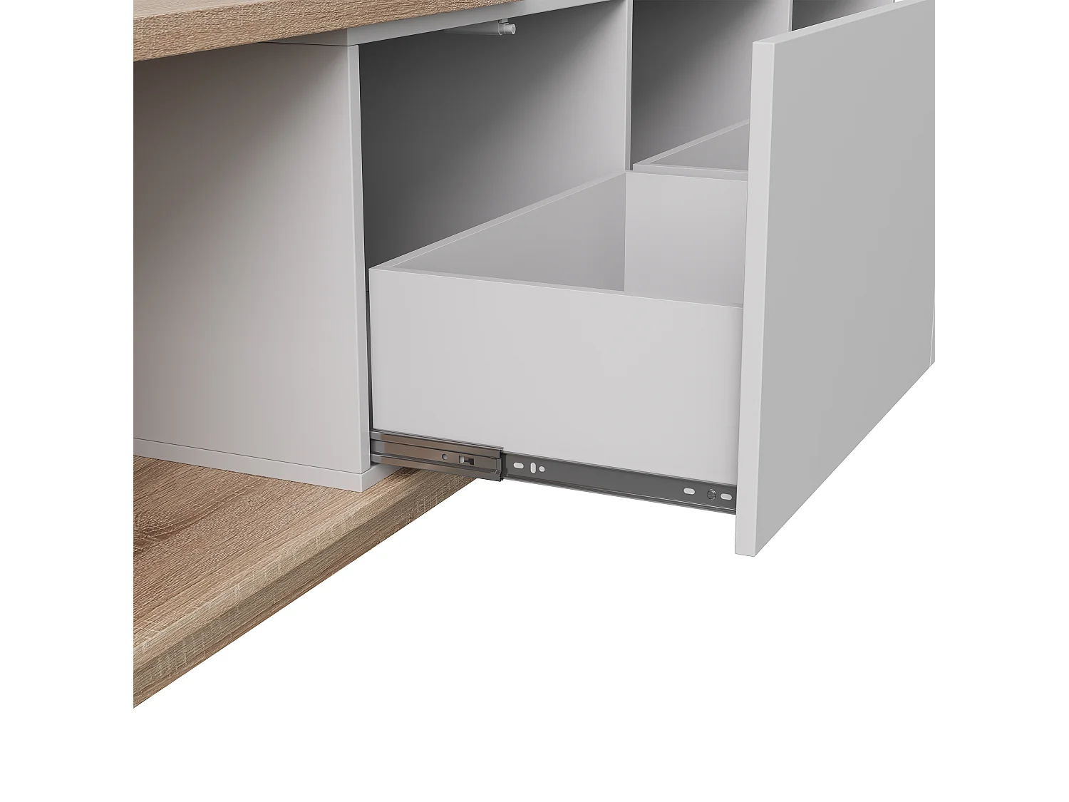 Meuble TV Noir avec LED Intégré, Armoire de Télévision, pour Salon et Chambre, 240 x 38 x 44cm, Blanc