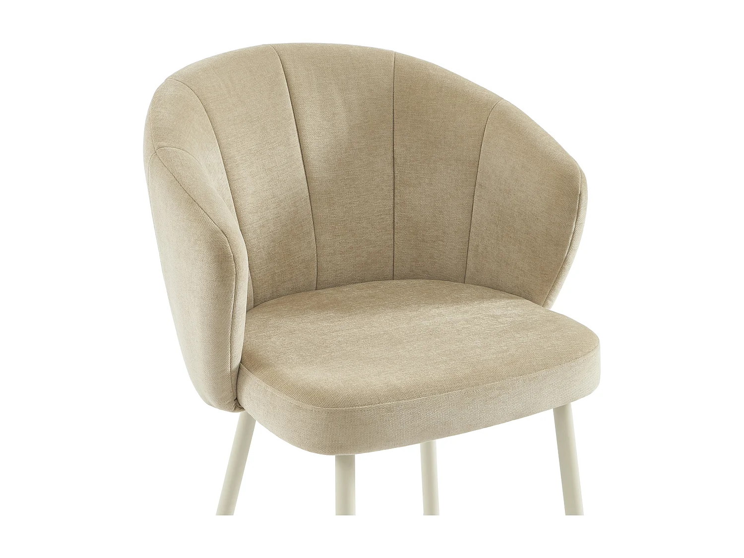 Lot de 6 chaises en tissu et métal blanc - Beige - TANURY