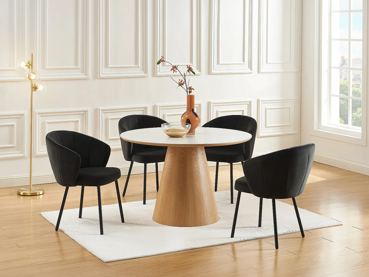 Lot de 6 chaises en tissu et métal - Noir - TANURY