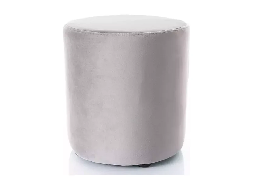 Pouf en velours rond gris DELI 33 x 36 cm