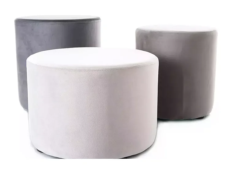 Pouf en velours rond gris DELI 33 x 36 cm