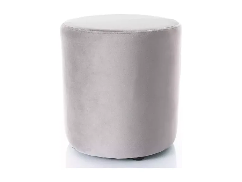 Pouf en velours rond gris DELI 33 x 36 cm