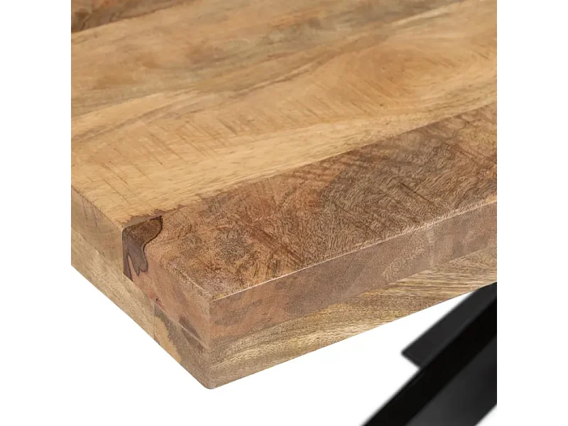 Table à manger 180 cm bois manguier et base étoile noire SÉLÉNIA