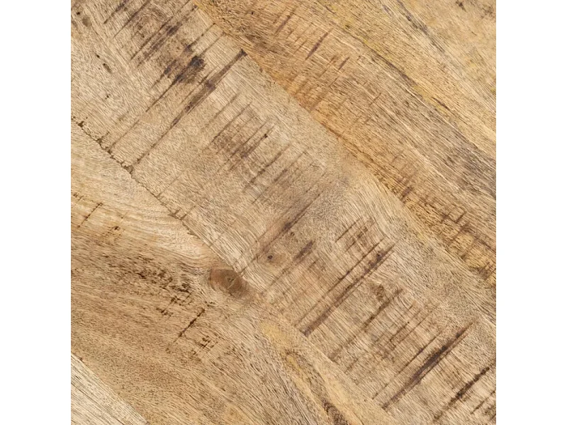 Table à manger ronde 140 cm en bois brut et métal noir SÉLÉNIA