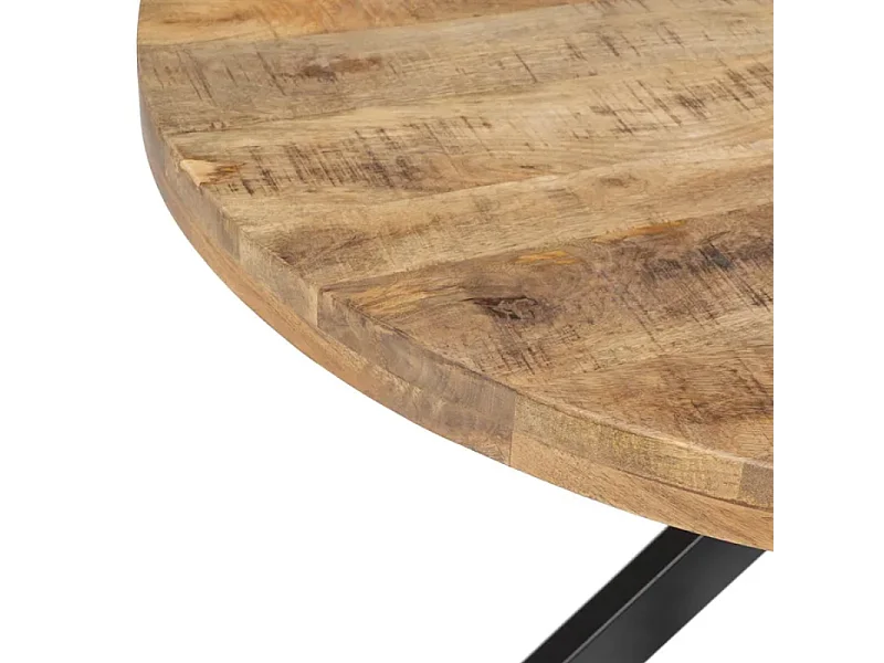 Table à manger ronde 140 cm en bois brut et métal noir SÉLÉNIA