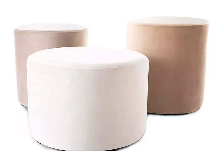 Pouf en velours rond beige clair DELI 38 x 42 cm