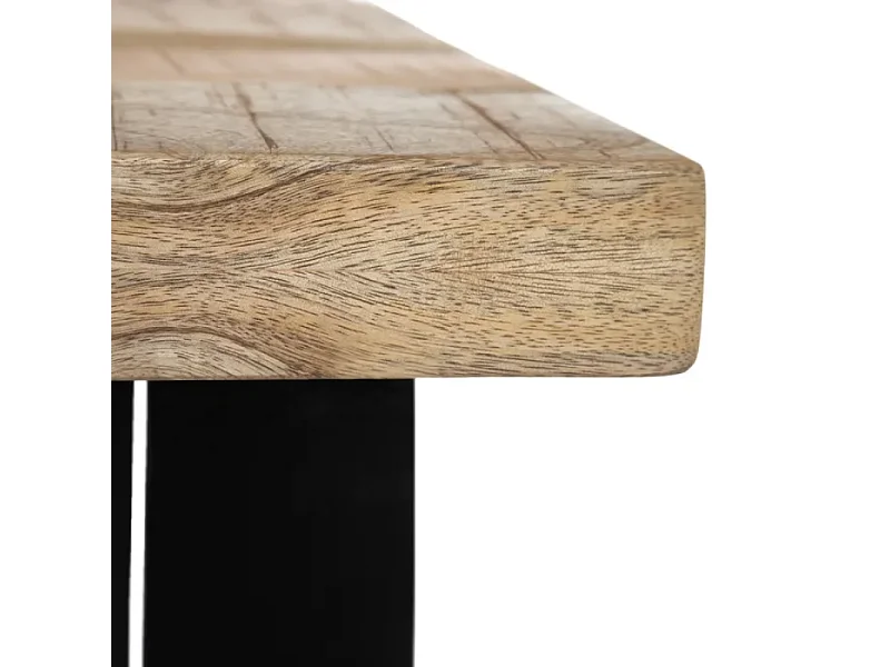 Table à manger 160 cm bois naturel artisanal et pieds noirs LYSANDRA