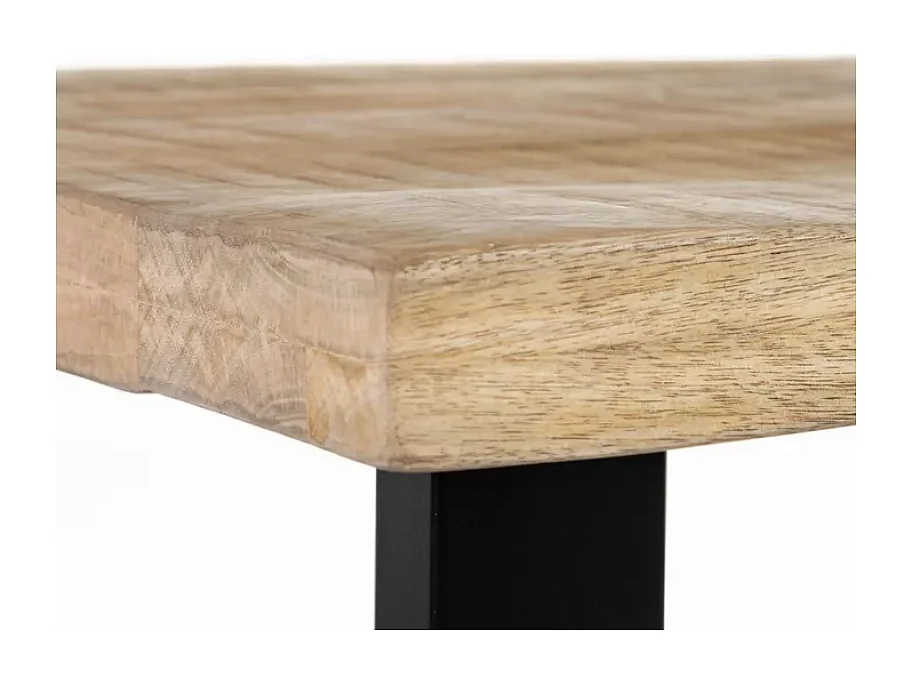 Table à manger 160 cm bois naturel artisanal et pieds noirs LYSANDRA