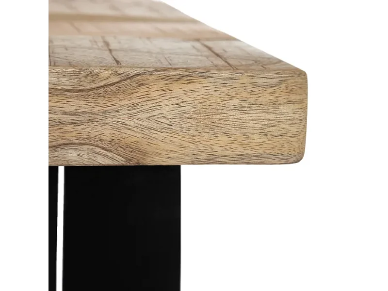 Table à manger 160 cm bois naturel artisanal et pieds noirs LYSANDRA