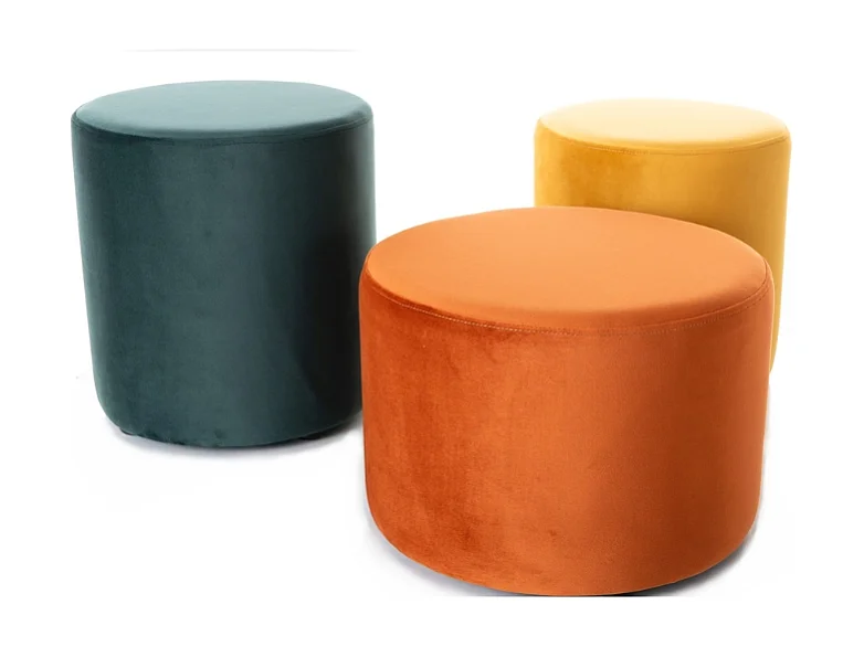 Pouf en velours rond canelle DELI 33 x 36 cm