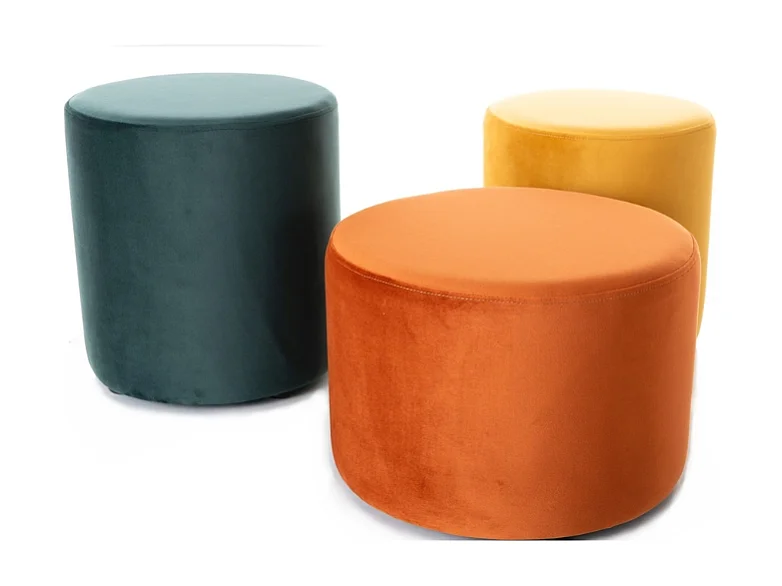 Pouf en velours rond canelle DELI 33 x 36 cm