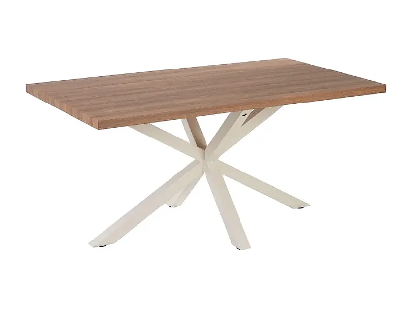 Table rectangulaire 160 cm bois et pied blanc graphique pour salle à manger moderne ÉRABLEA