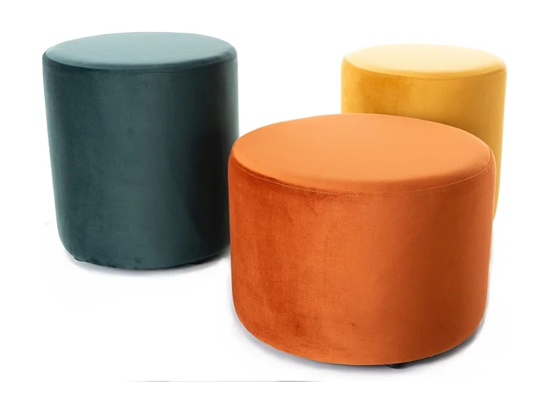 Pouf en velours rond vert DELI 38 x 42 cm