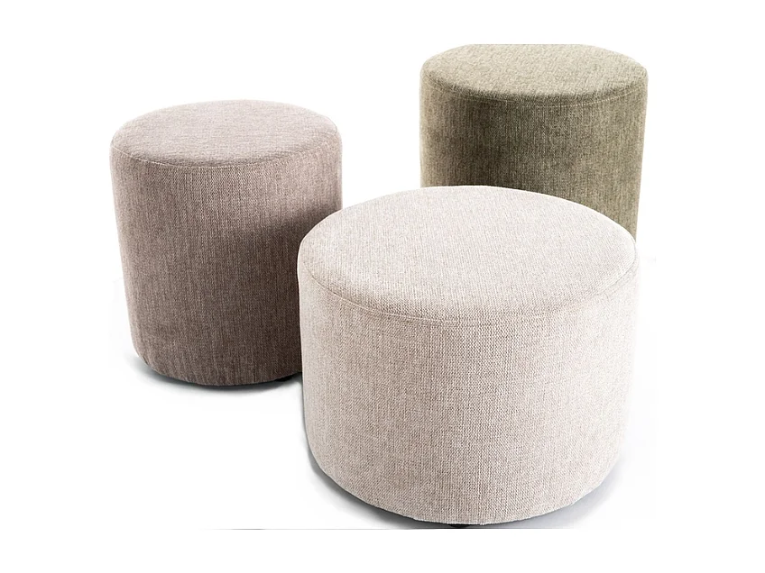 Pouf en tissu rond beige DAVI 33 x 36 cm
