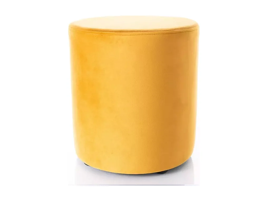 Pouf en velours rond curry DELI 38 x 42 cm