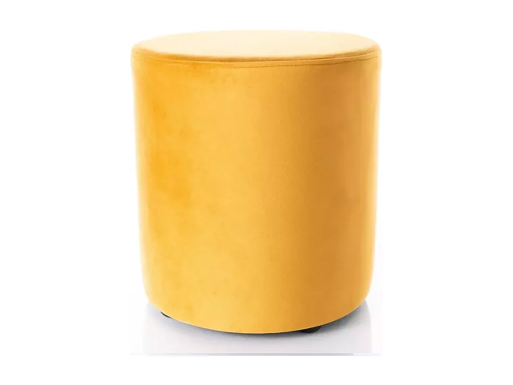 Pouf en velours rond curry DELI 38 x 42 cm