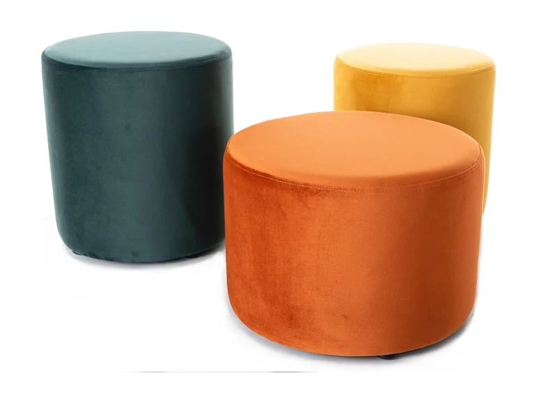 Pouf en velours rond curry DELI 38 x 42 cm