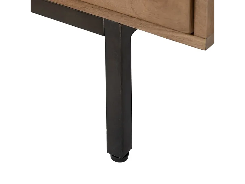 Buffet naturel en bois de manguier 180 cm avec portes coulissantes rainurées et tiroirs – FLORAN