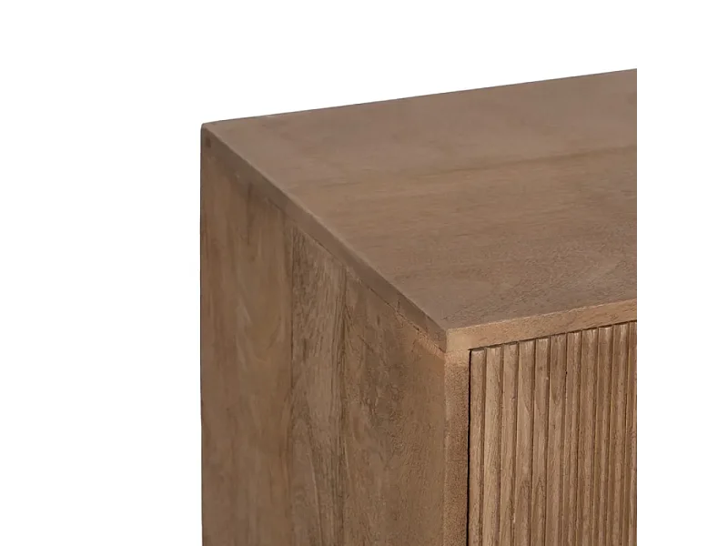 Buffet naturel en bois de manguier 180 cm avec portes coulissantes rainurées et tiroirs – FLORAN