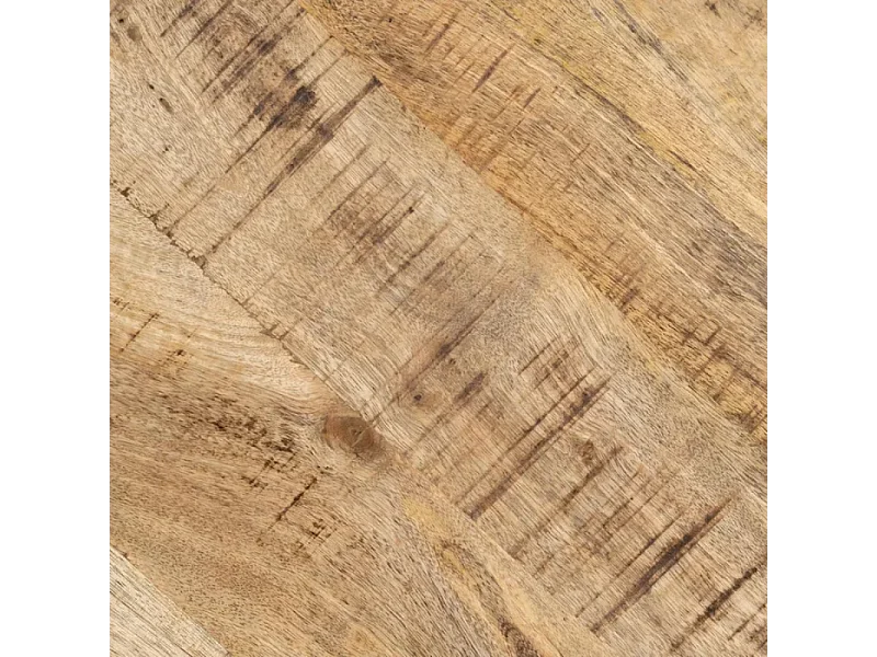 Table à manger ronde 120 cm bois brut et pied noir croisé SÉLÉNIA