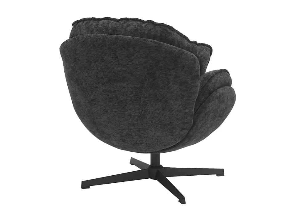 Fauteuil moelleux pivotant à 360° en tissu et cuir noir TORNE