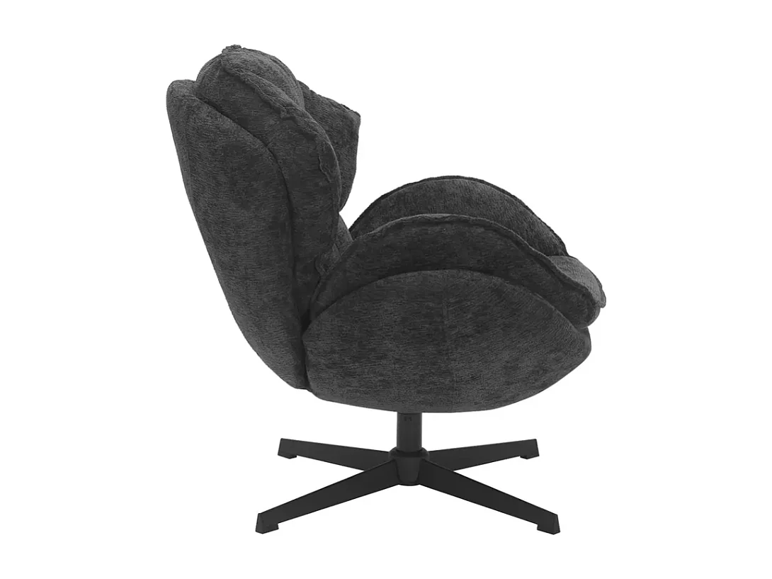 Fauteuil moelleux pivotant à 360° en tissu et cuir noir TORNE