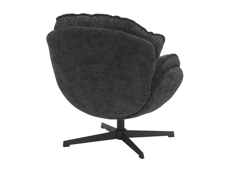 Fauteuil moelleux pivotant à 360° en tissu et cuir noir TORNE