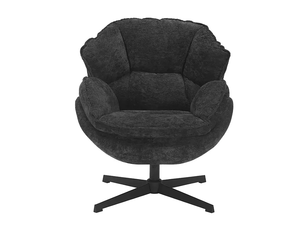 Fauteuil moelleux pivotant à 360° en tissu et cuir noir TORNE