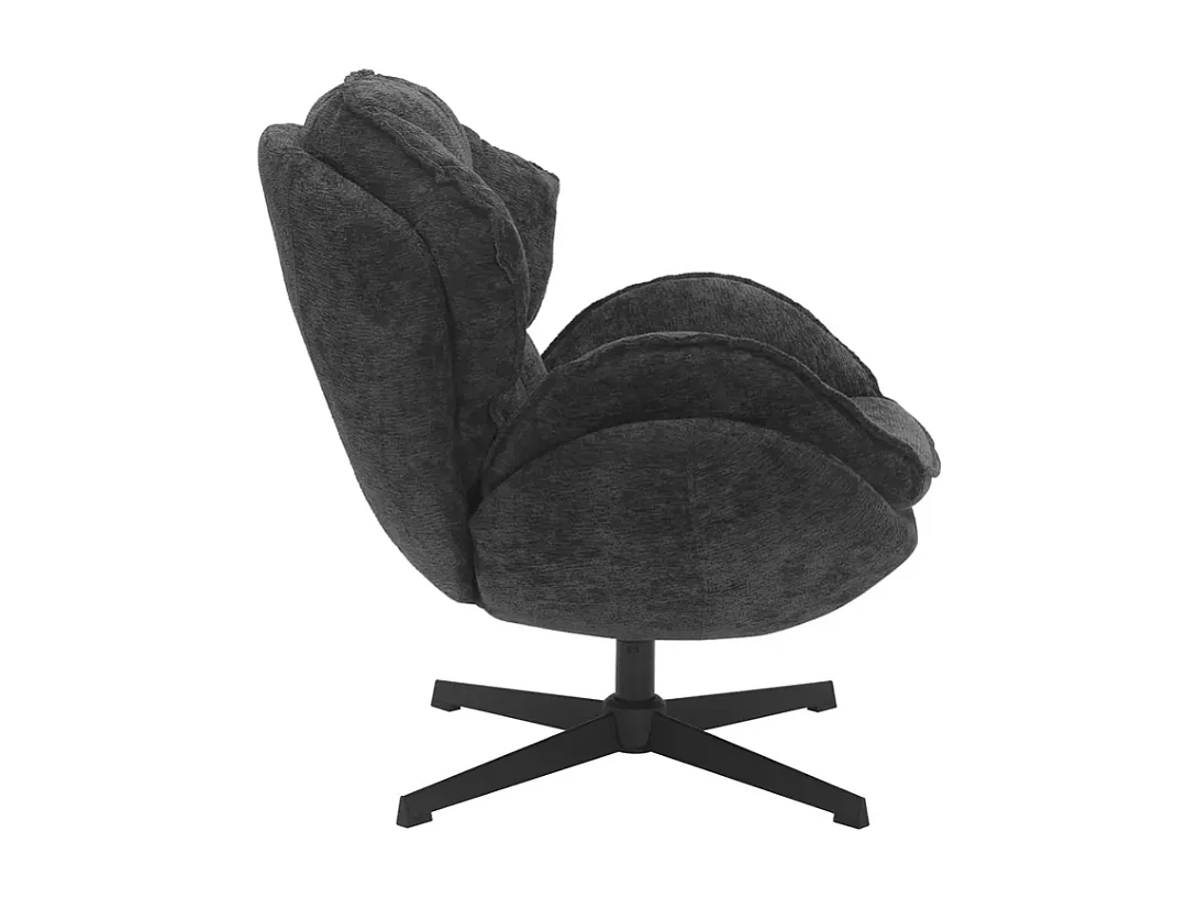 Fauteuil moelleux pivotant à 360° en tissu et cuir noir TORNE