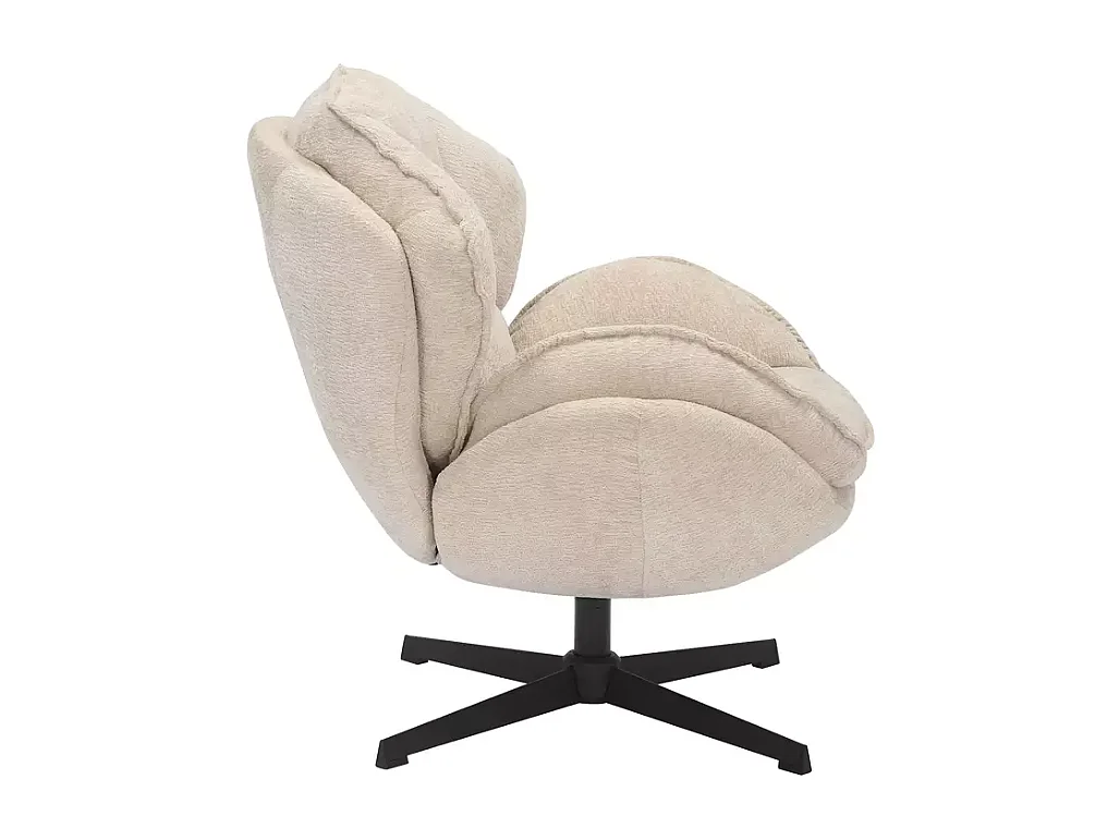 Fauteuil moelleux pivotant à 360° en tissu et cuir beige TORNE