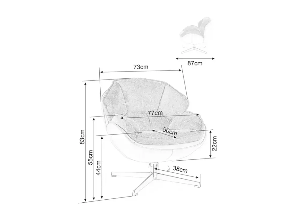 Fauteuil moelleux pivotant à 360° en tissu et cuir beige TORNE