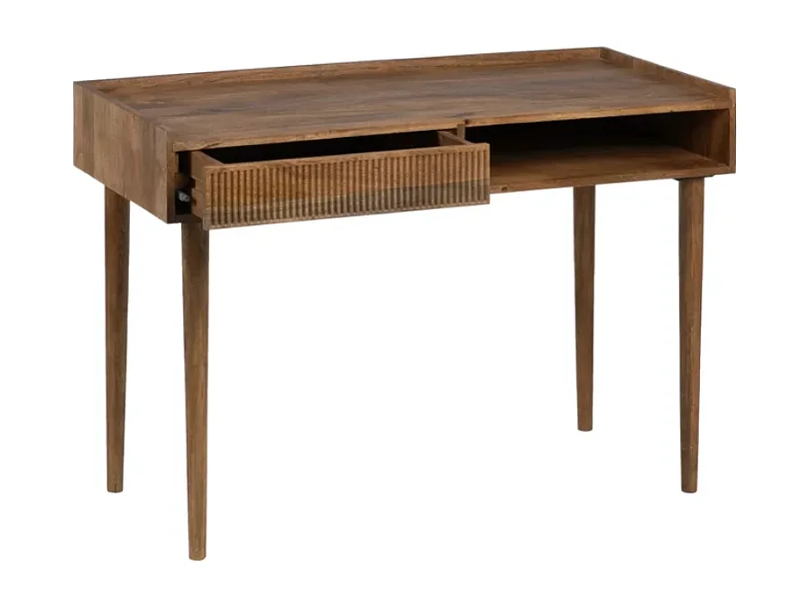 Bureau secrétaire design moderne bois de manguier naturel 110 cm ORPHÉA